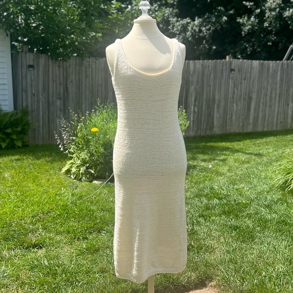 VINCE Textured Knit Square-Neck Dress Cream Size Medium Great Condition - Picture 5 of 14